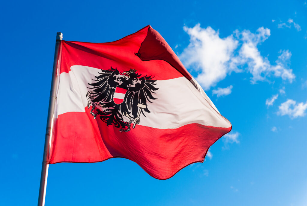 Flagge von Österreich im Wind