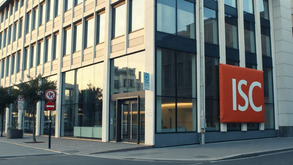 Exterior view of a modern office building facade in Munich with glass front and clean architectural lines, daytime, soft natural light, no visible logos or people, wide-angle stree – Symbolbild, KI-erzeugt
