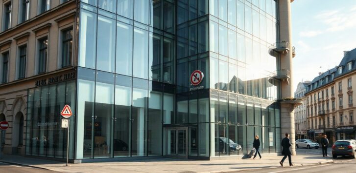 Moderne Bürofassade in Wien steht sinnbildlich für den Aufstieg der Eventagentur im Eventagentur Ranking des Eventex-Index – Symbolbild, KI-erzeugt
