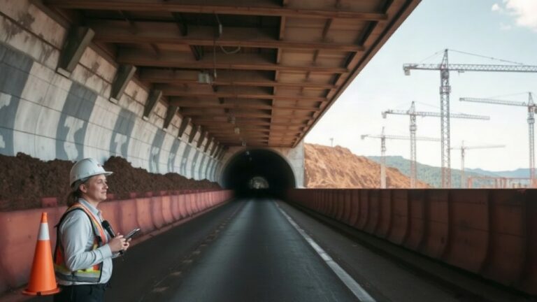 Tunnelbau-Baustelle ohne Personen – Symbolbild, KI-erzeugt