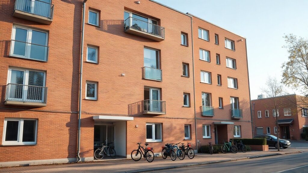 Das Bild zeigt ein saniertes Wohngebäude, das als Beispiel für neue Studentenwohnungen gegen den Wohnraummangel dienen könnte – Symbolbild, KI-erzeugt