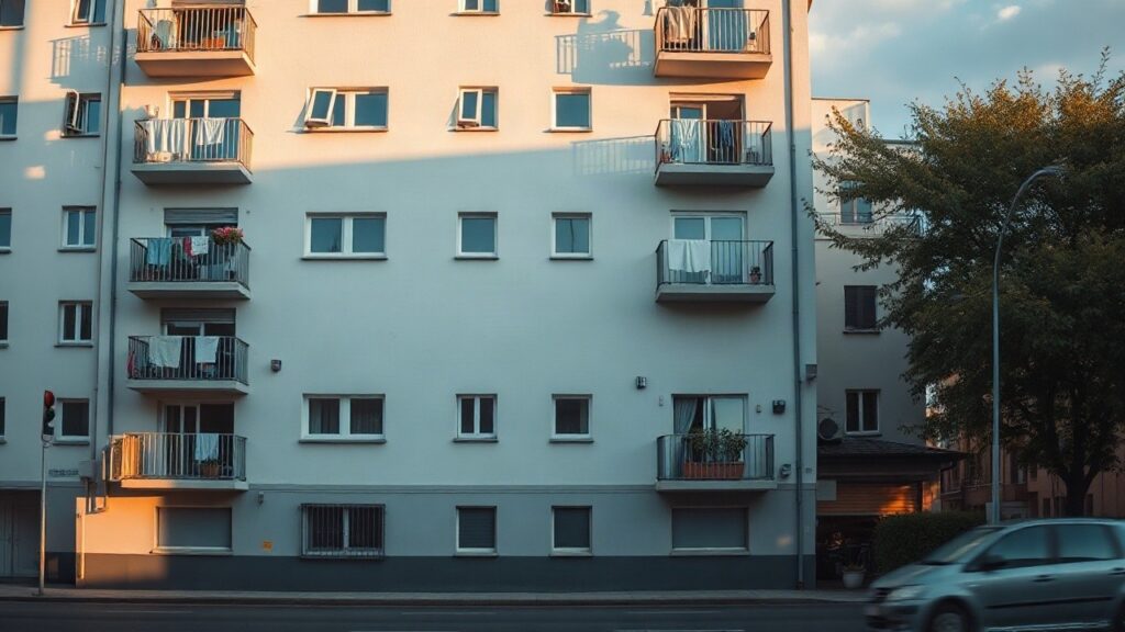 Fassade eines Wohnhauses in Österreich symbolisiert, wie Mieter mit Unterstützung eine Delogierung verhindern können – Symbolbild, KI-erzeugt