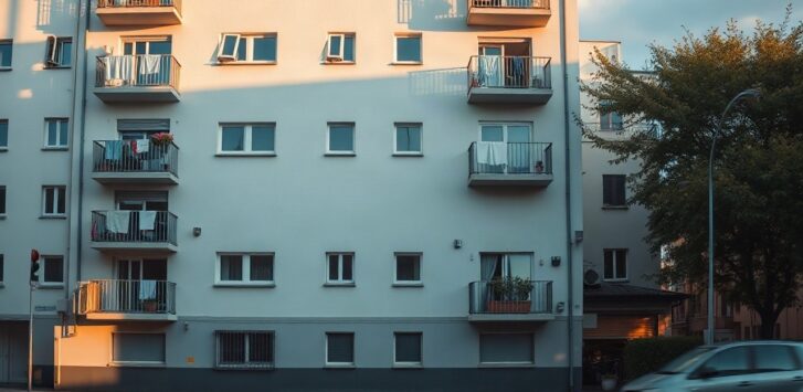 Fassade eines Wohnhauses in Österreich symbolisiert, wie Mieter mit Unterstützung eine Delogierung verhindern können – Symbolbild, KI-erzeugt